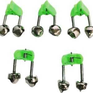 5Pcs Fishing Rings Fishing Pole Fish Bite Lure Alarm Alert Twin Bell Ding Rod Tip Clip Fishing Bell Green